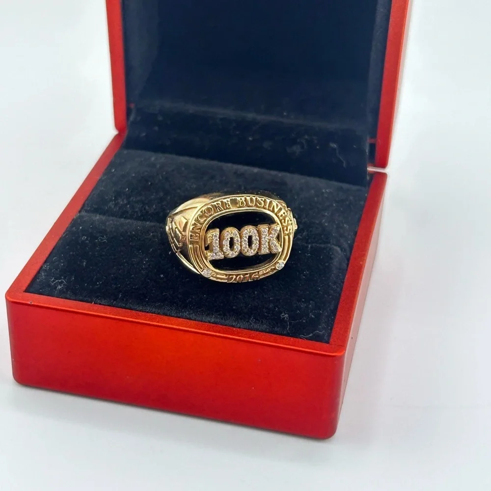 .4 Ct 10K Yellow Gold “100K Encore Business 2016” Championship Style Ring Sz 8